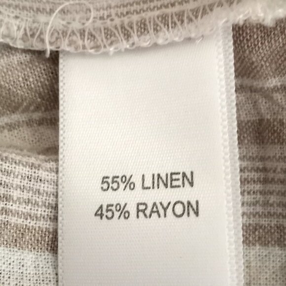 Land 'n Sea Womens L Tan Striped Linen Blend Pull On Capri Cropped Pants - Picture 6 of 6